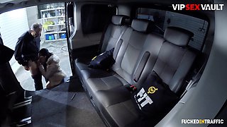 Czech Secretary with tight pussy rides a fat cock in the backseat like a pro!
