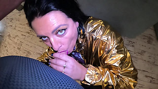 Shiny Cameltoe Tease, Hard Spanking, Deep Blowjobs & Rough Doggy with Double Cumshot 302