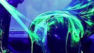 Rubber Double Fisting with Uv Slime