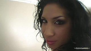 Upon the conclusion of the striptease, the voluptuous Kayla Carrera begins deepthroating and making preparations for th