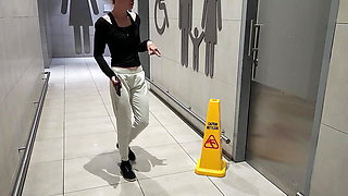 PUBLIC TOILETS FUCK CREAMPIE sneaking into a public toilet