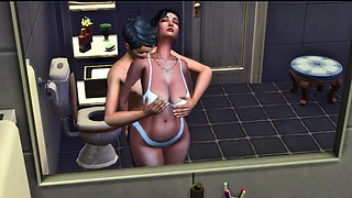 Helping My Stepmom to Clean Bathroom