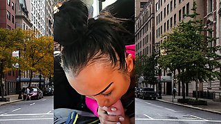 Thai MILF big cock car blowjob in public