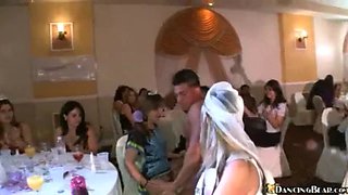 Stripper bride gets wild at the wedding party with CFNM and dancingbear