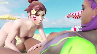 DVa gets hands-on with Sombra in a steamy comic scene