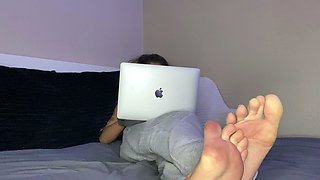 Kinky teen couple practices bdsm foot fetish