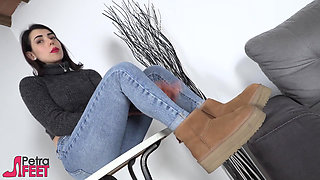 Outstanding Dark Haired Babe Petra Seducing with Her Amazing Looking Feet and Toes