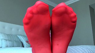 Hot brunette foot fetish play