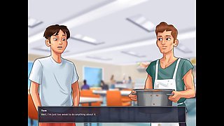 Guy watches sexy mom taking a bath before heading to college in summertime saga