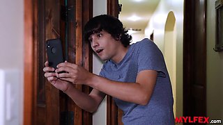 Mylfex - Lucky Boy Visits his Friend but Instead Caught his Step-Mom in the Bathroom