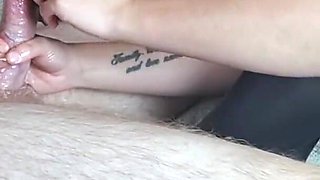 Amateur Edging Footjob and Handjob with Vibrator. Massive Cumshot and Post Cum Handjob
