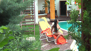 Blonde Babe Sucks Cock and Spreads Pussy in Workshop