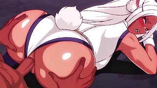 Curvy booty Mirko from My Hero Academia got deep doggy creampie fuck