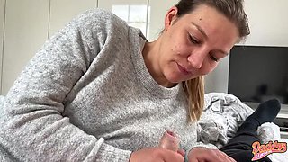 German MILF Dirty Talks About Huge Cocks & Makes Him Cum Hard - Homemade 4K Blowjob