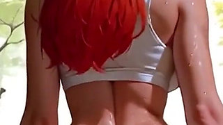 Amazing Yoga Pants Cameltoe Tease Close up! Dance Big Boobs Redhead