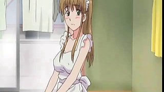 Hot maid in a bare apron pleases master