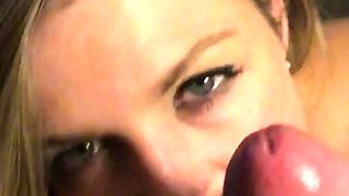 Extreme amateur pov blowjob with brunette babe