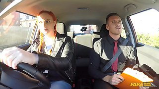 Faux driving school Ginger Big jugs and hairy ginger cunt in hot exam pound