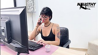 The Call Center Girl Masturbates with Her Client