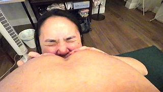 Submissive Chinese slut gives me a rimjob and takes my dick from behind