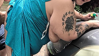 Helping Her with Her Tire Set Her Wet Pussy on Fire