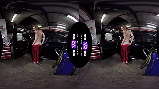 Cute Female Mechanic Plays Solo In The Car Service - Teen Solo Model Fingering