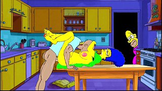 Married Housewife Gets Fucked on the Kitchen Table While Her Husband Stands Quietly Behind the Door and Watches