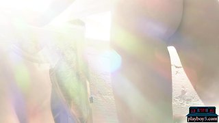 Petite redhead teenage model steamy striptease