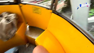 Real stranger gives public blowjob, spunk in mouth.