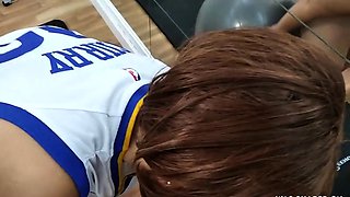 Threesome Interracial Anal Sex in University Gym with Big Ti