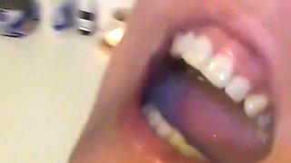 She drinks 11 loads of collected cum from a glass