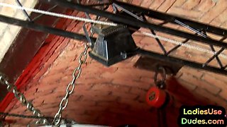 Police petite babes pegging loser in bar