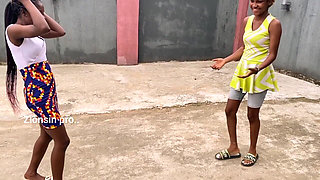 African Girls Playing Local Game Outdoor