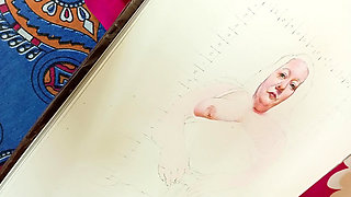 A Big Beautiful white woman masturbating under a tree attracting naked desi men