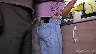 Jerking off and Cumming on My Maid's Denim Ass (free Use)