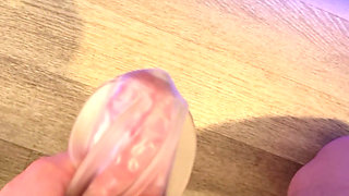 Big Dick Twink Cumming Hard with a Sex Toy Fleshlight and Huge 21cm Dildo