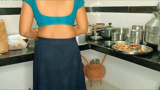 Indian Desi Aunty in Kitchen Our Husband Standing Sex with Cumshot Sex
