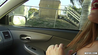 Stranded Teens - Caucasian Farrah Flower Gives Bruno Road Head in the Car Before an Outdoor Sex Session