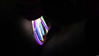 Hot Euro Coed Mira Glowstick Masturbation and Gaping