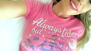 A super sexy brunette massages her big boobs