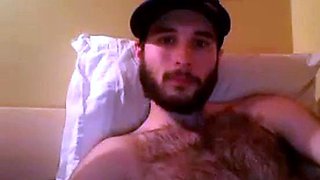 Hairy Stud Shoots Cum All Over Himself