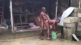 Quickie Fuck with Creamyshuga - Amateur BBW Ebony Outdoor Shower Blowjob and Doggystyle