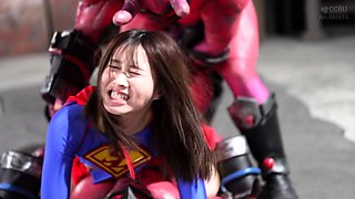 Hardcore threeway fantasy comes to life for slutty Supergirl