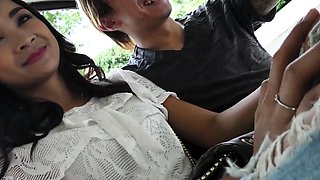 Thai street hooker picked up in a Tuk Tuk for sex on camera