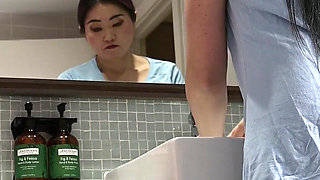 Peeing Two Times Squatting in the Lesbian Toilet