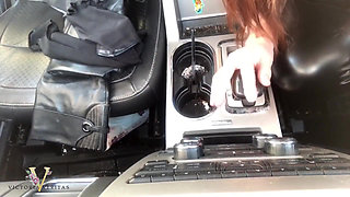 Riding Stick Shift and Squirting in My Car Leather Fetish Gone Wild with Leather Gloves, Leather Pants, Leather Dress, Leather