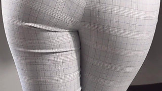 Sexy Coworker in Tight Trousers Teases Ass and Full Back Panties