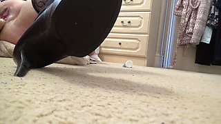 Shaved Cunt Machine-fucked Raw - Stockings & Heels Floor View POV