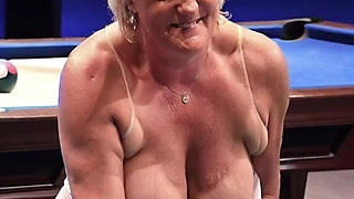 Mrs. Joanne Tanner a Real Public Schoolteacher Playing Billiards