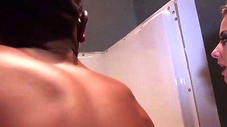 Blonde chick gets double monster cock from two men